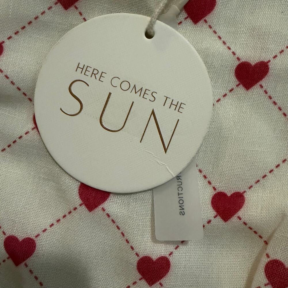Here Comes The Sun Cream Red Heart Print Sleeveless Mini Dress NWT- S - Picture 5 of 14